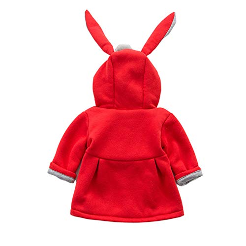 CoKate Infant Baby Girl Fall Winter Hooded Coat Sweet Rabbit Jackets Outerwear (Red, 12-18 Months) - Image 3