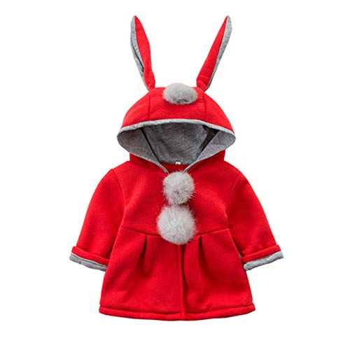 CoKate Infant Baby Girl Fall Winter Hooded Coat Sweet Rabbit Jackets Outerwear (Red, 12-18 Months) - Image 2