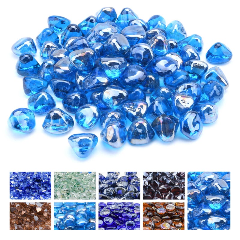 Gassaf 10-Pound 1 Inch Diamonds Fire Glass For Gas Fire Pit Fireplace  Propane Fire Pit & Landscaping (Caribbean Blue Luster) - Image 1