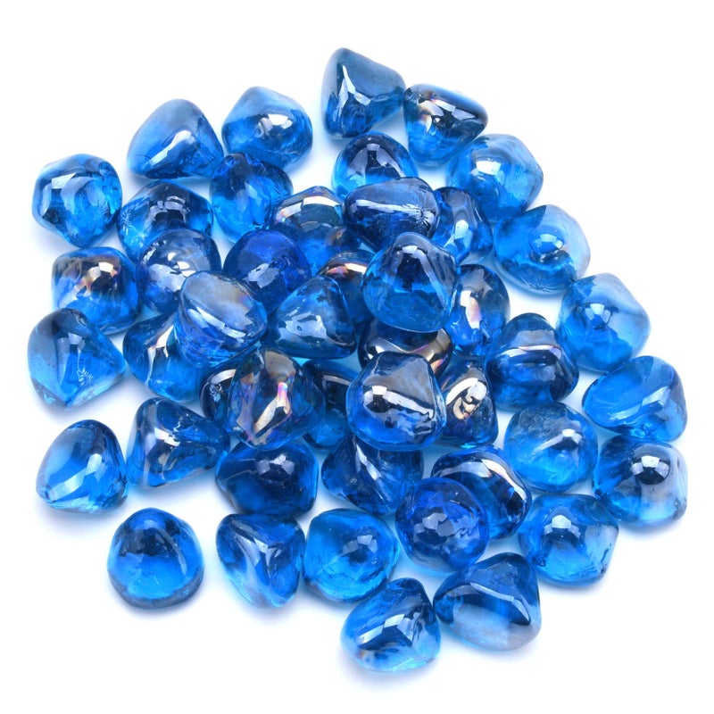 Gassaf 10-Pound 1 Inch Diamonds Fire Glass For Gas Fire Pit Fireplace  Propane Fire Pit & Landscaping (Caribbean Blue Luster) - Image 4