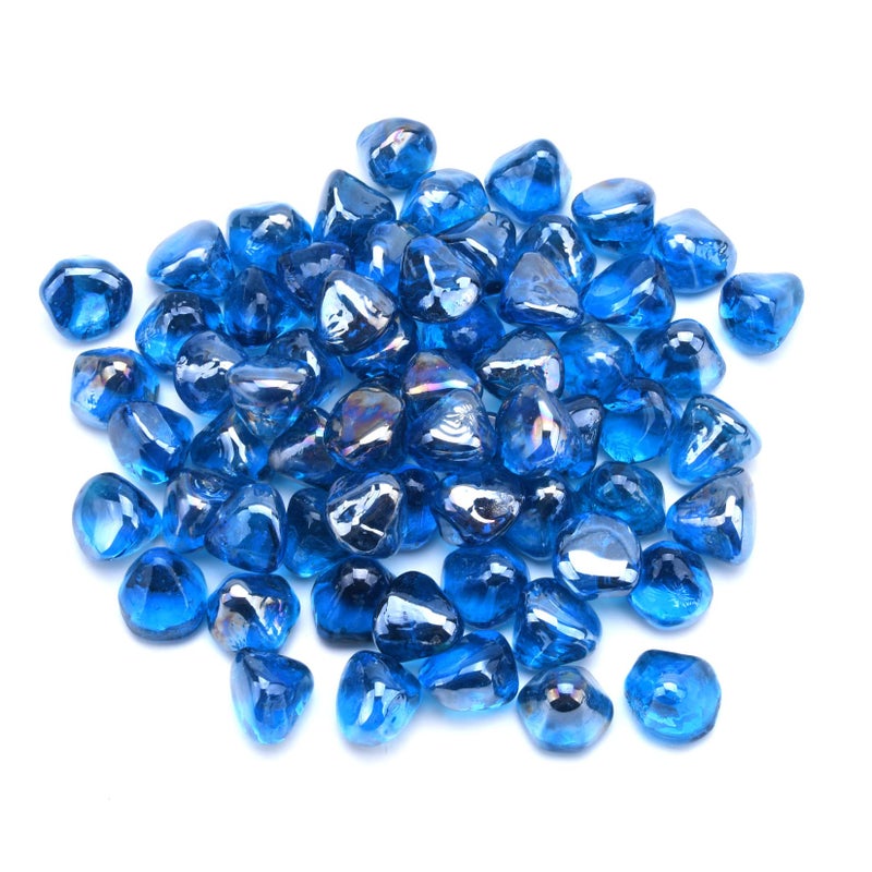 Gassaf 10-Pound 1 Inch Diamonds Fire Glass For Gas Fire Pit Fireplace  Propane Fire Pit & Landscaping (Caribbean Blue Luster) - Image 3