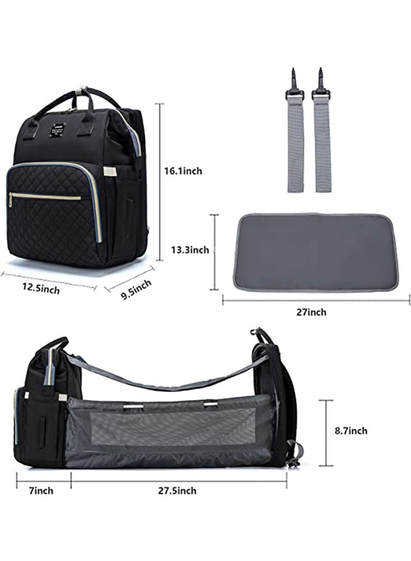 GT-Wheel Diaper Bag Backpack with Travel Bassinet, Detachable Foldable Baby Bed for Bady Toddler, 3 in-1 Nappy Bag Changing Station, Travel Baby Bag with Crib, Shade Cloth, Mattress - Image 3