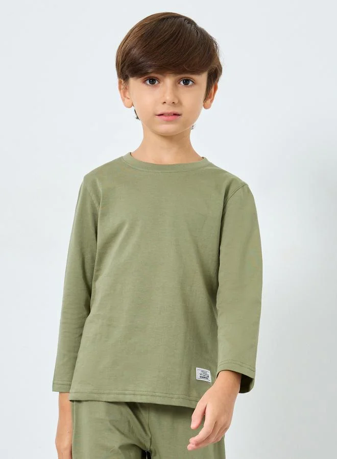 Styli Styli Boys Green Long Sleeve T-Shirt and Joggers Set