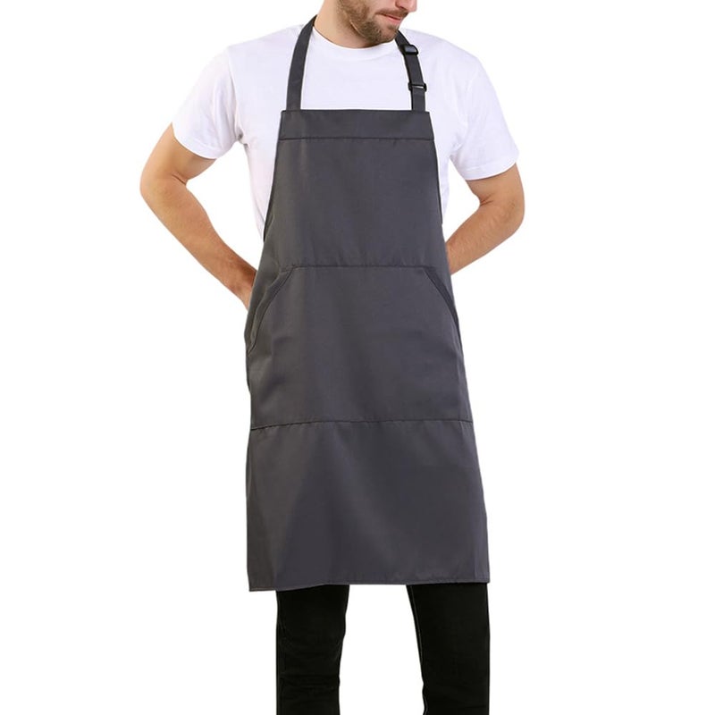 BIGHAS Adjustable Bib Apron with Long Ties for Women Men 18 Colors Chef Kitchen Cooking (Dark Gray) - Image 1