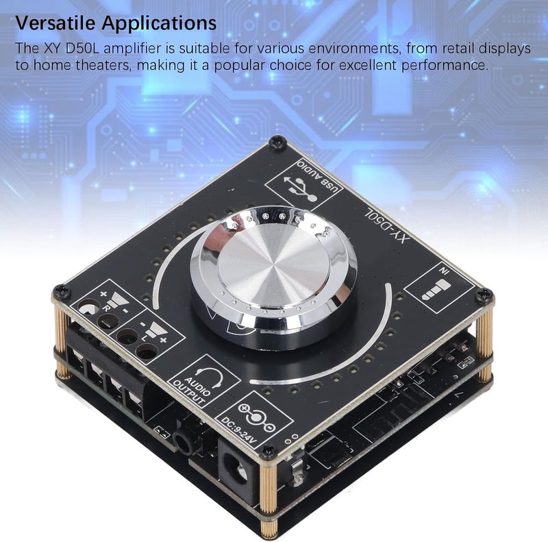 Luocute BT Amplifier Board, 2X50W Digital Power Amplifier BT5.1 2 Channel Amp with AUX USB Flash Drive PC Sound Card Input, for DIY Speakers Home Theater DC9-24V - Image 3