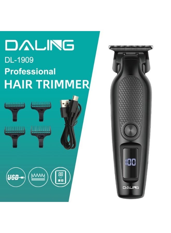 DALING DL-1909 Cordless Beard & Hair Trimmer   6600/7000 RPM | T-Shape Cutter | Digital Display | USB Charging - Image 4