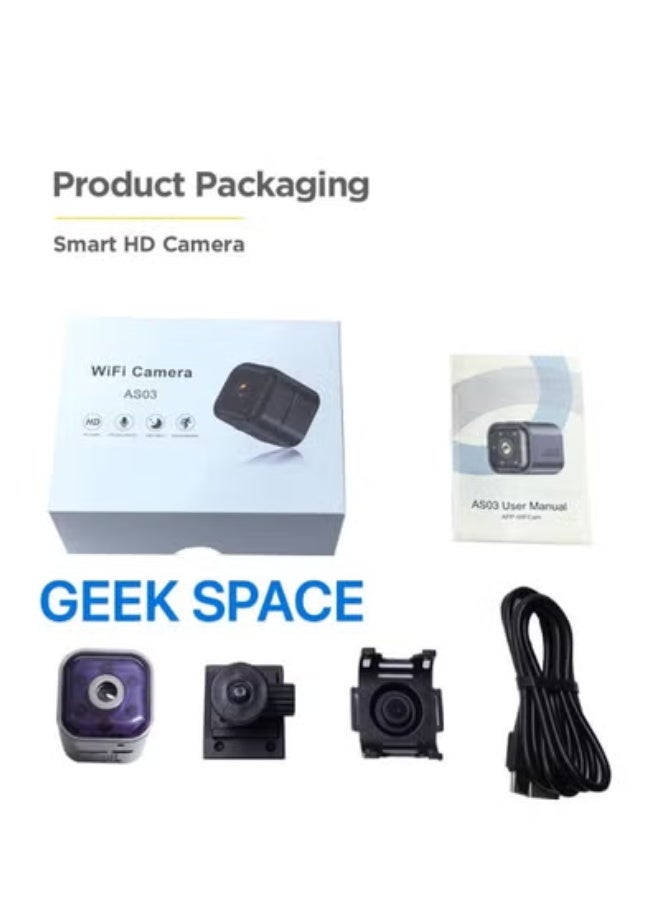 GEEK SPACE Mini WiFi HD Security Camera 1080P Wireless Smart Indoor CCTV IP Camera with Infrared Night Vision, AI Motion Detection Alerts, Two-Way Audio Communication, Remote Mobile App Viewing, TF Card Storage, Loop Recording, Wide Angle Lens, Home Office Security Monitor, Baby Monitor, Pet Camera, Elderly Care Surveillance, Easy Setup, Real Time Live Streaming, Compact Hidden Design, Wireless Indoor Camera - Image 2