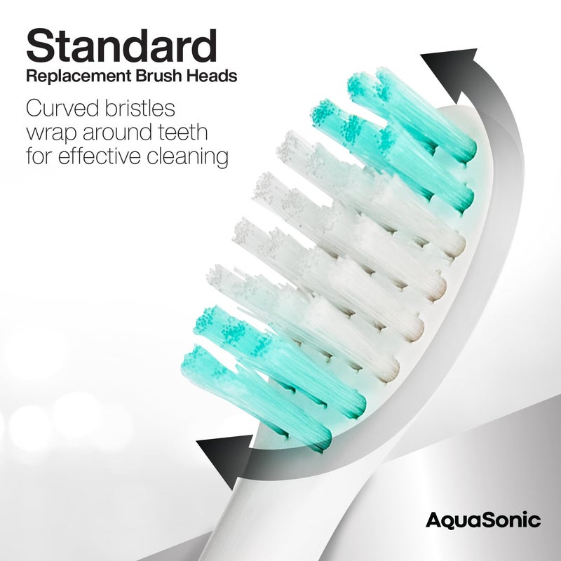 AquaSonic Genuine Standard Replacement Brush Heads | ADA Accepted | for Normal & Sensitive Teeth | Compatible with Many AquaSonic Toothbrush Handles (8 Pack White) - Image 3