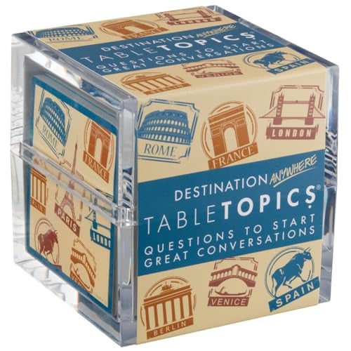 TableTopics Destination Anywhere Question Card Game 135 Conversation Starter Cards About Travel Ice Breaker Game for Adult Dinner Parties or GetTogethers with Friends Family or Coworkers - Image 1