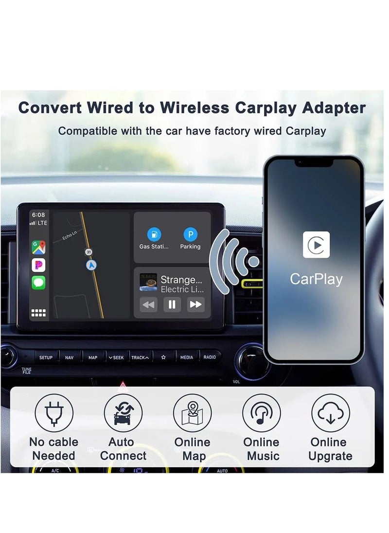 SYOSI - Wireless CarPlay Adapter for iPhone, Wireless Carplay Dongle Converts Factory Cars Wired Carplay to Wireless, Carplay Bluetooth Adapter, WiFi Auto-Connect Online Update, for Cars from 2015 & iOS 9+ - Image 1