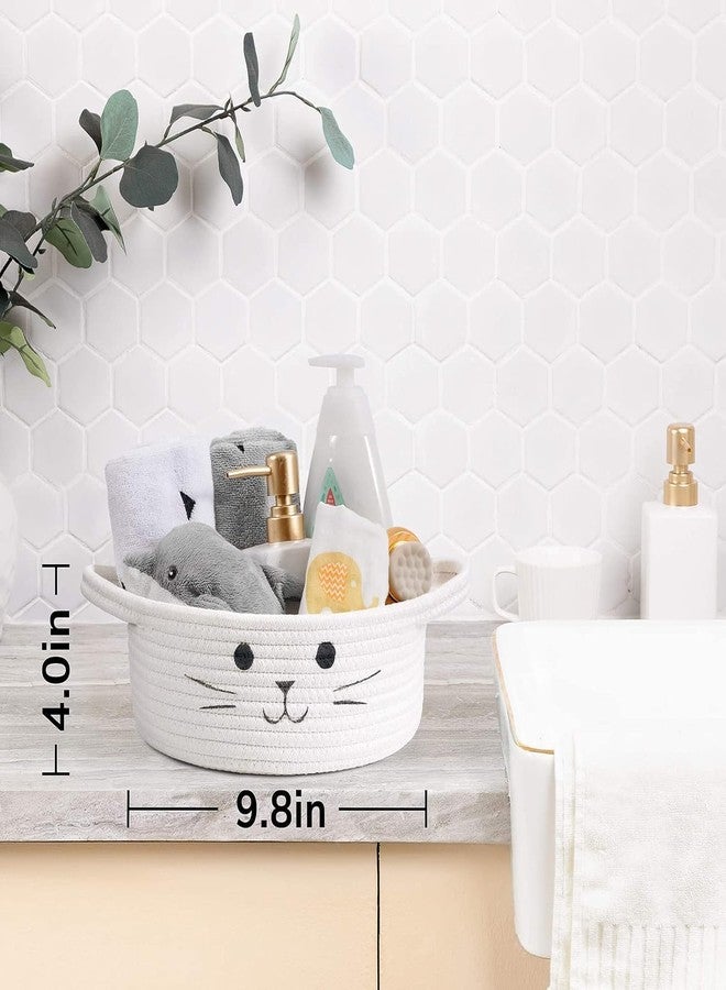 RUGSZONE GOODIE® -Small Cat Storage Basket, Black Cute Basket for Toys, Dog Toy Basket, Woven Rope Basket for Organizing, Empty Gift Basket for Baby, Black, 9.8 x 4 inches (white, 9x4) - Image 4