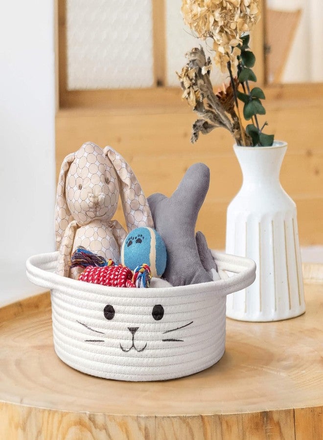 RUGSZONE GOODIE® -Small Cat Storage Basket, Black Cute Basket for Toys, Dog Toy Basket, Woven Rope Basket for Organizing, Empty Gift Basket for Baby, Black, 9.8 x 4 inches (white, 9x4) - Image 5