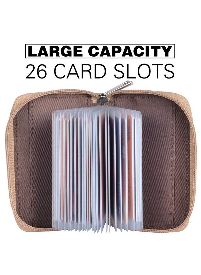 Easyoulife - Genuine Leather Credit Card Holder Zipper Wallet With 26 Card Slots (Gold) - Image 1