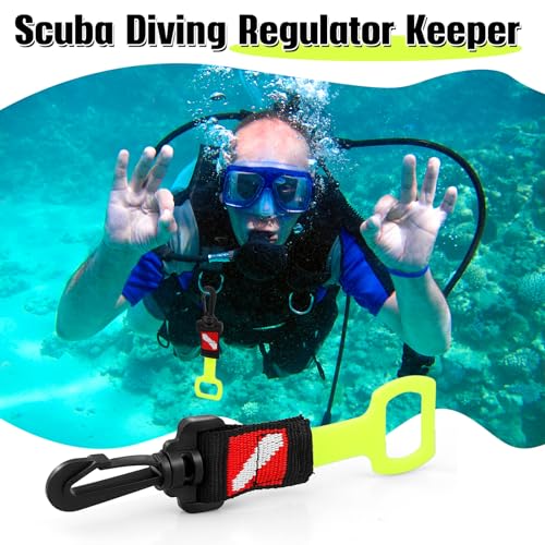 Dawitrly 2 Pack Scuba Diving Regulator Octopus Holder, Octopus Mouthpiece Retainer with Spring Clip, Dive Flag Webbing and Silicone Ring, 2nd Stage Regulator Keeper for Divers and Snorkelers (Yellow) - Image 2