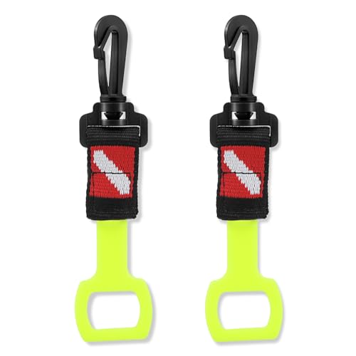 Dawitrly 2 Pack Scuba Diving Regulator Octopus Holder, Octopus Mouthpiece Retainer with Spring Clip, Dive Flag Webbing and Silicone Ring, 2nd Stage Regulator Keeper for Divers and Snorkelers (Yellow) - Image 1