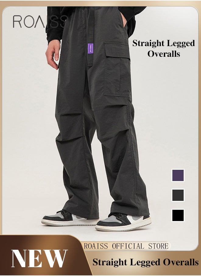 roaiss Men's Straight Leg Cargo Pants Outdoor Pants Straight-Leg Cargo Paratrooper Pants Casual Sports Pants Flat-Cut Pants Suitable for Casual Hiking Outdoor Apparel  - Image 1