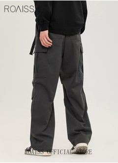 roaiss Men's Straight Leg Cargo Pants Outdoor Pants Straight-Leg Cargo Paratrooper Pants Casual Sports Pants Flat-Cut Pants Suitable for Casual Hiking Outdoor Apparel  - Image 5