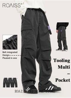 roaiss Men's Straight Leg Cargo Pants Outdoor Pants Straight-Leg Cargo Paratrooper Pants Casual Sports Pants Flat-Cut Pants Suitable for Casual Hiking Outdoor Apparel  - Image 4