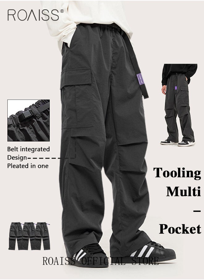 roaiss Men's Straight Leg Cargo Pants Outdoor Pants Straight-Leg Cargo Paratrooper Pants Casual Sports Pants Flat-Cut Pants Suitable for Casual Hiking Outdoor Apparel  - Image 4