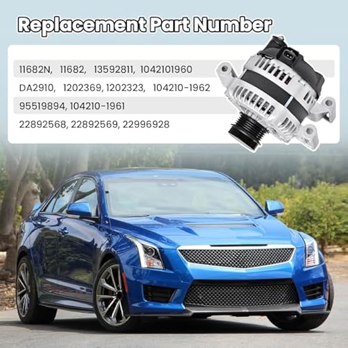 hodflop 13592811 Alternator Compatible with Chevy Impala Malibu Camaro Blazer 2013-2020 & GMC Canyon 15-16, for Buick Regal 14-20, for Cadillac ATS CTS 13-19 150Amp 12V 5-Groove Clutch Pulley - Image 4
