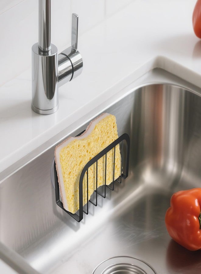 HLOOL Sponge Holder for Kitchen Sink with Suction Cups, Kitchen Sponge Holder,Kitchen Sink Caddy(Black) - Image 4