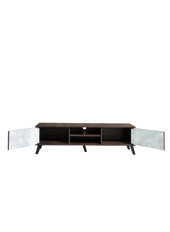 Baity Rectangular wooden TV stand, 160 cm - dark brown and gray - Image 2