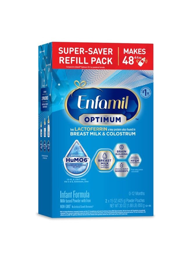 Enfamil Optimum Baby Formula, Our Closest Formula to Breast Milk, Immune-Supporting Lactoferrin also found in Breast Milk, Brain-Building DHA, 30 Oz - Image 1