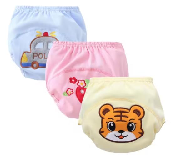 SuNZita® Cotton Toddler Underpants, Waterproof Breathable Underwear, Side Leakage Proof Reusable Diaper, washable Diapers for Kids 0-4 Yrs - Pack Of 3- (Multi Design- Multi Color) (Size-S,M,L) - Image 5
