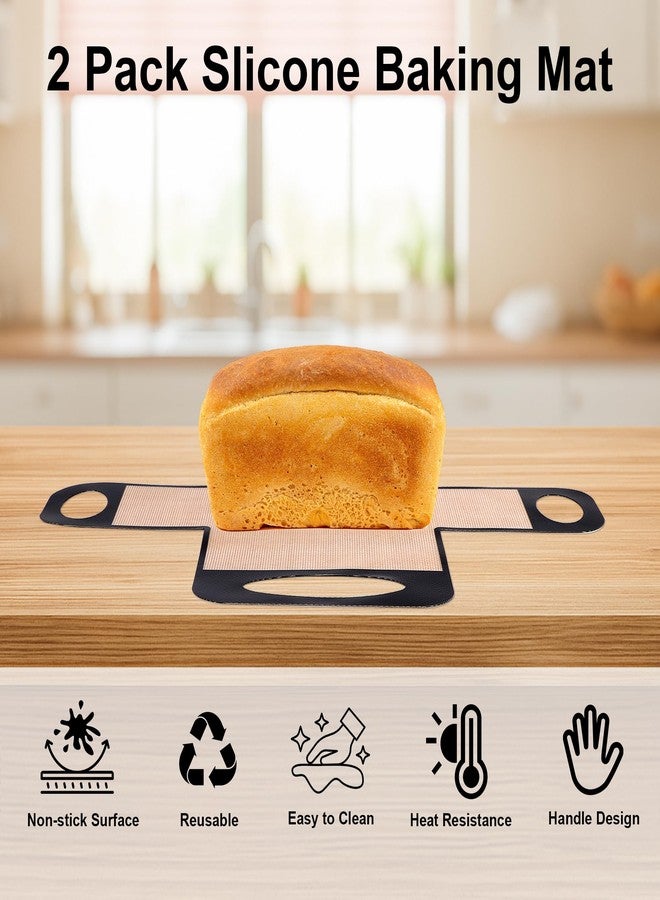 MEKOTRIN Silicone Bread Loaf Pan Liner, Pack of 2 Reusable Nonstick Food Safe Baking Mat Liner, Easy to Clean, Silicone Baking Transfer Mat Tool with 4 Handles - Image 3