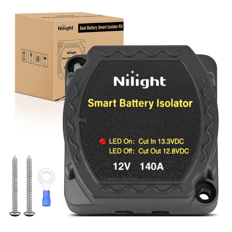 Nilight 12V 140AMP Dual Battery Isolator Voltage Sensitive Relay Smart VSR Dual Battery Automatic Charger Relays Auto Disconnect Switch Waterproof for Truck Van RV ATV UTV Boat Can Am - Image 1