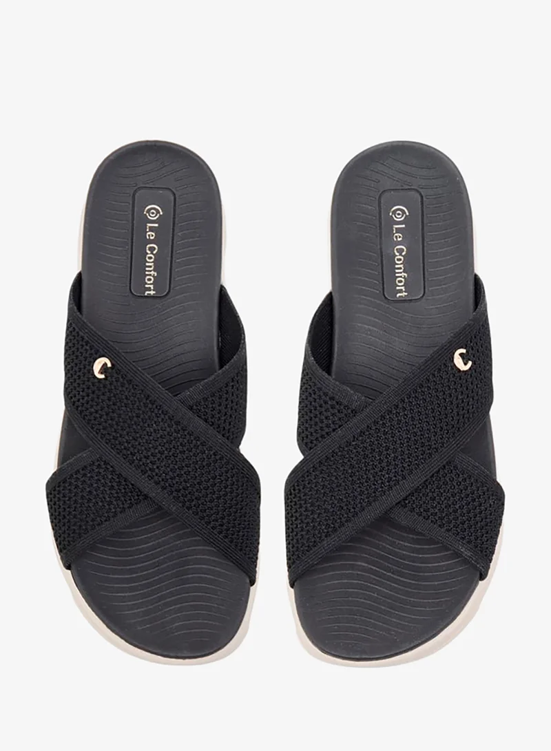 لو كونفورت صنادل نسائية بنمط محبوك بحزام متقاطع سهل الارتداء