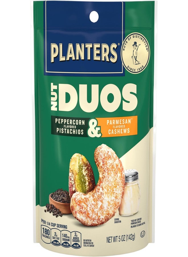 PLANTERS Nut Duos, Flavored Nuts, Peppercorn Pistachios & Parmesan Cashews 5oz - Image 1