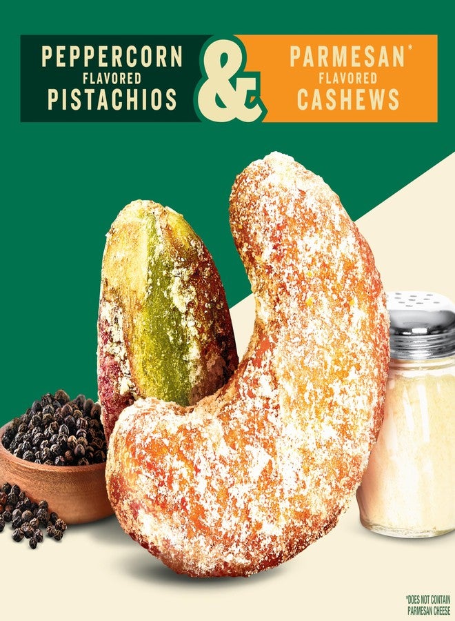 PLANTERS Nut Duos, Flavored Nuts, Peppercorn Pistachios & Parmesan Cashews 5oz - Image 2