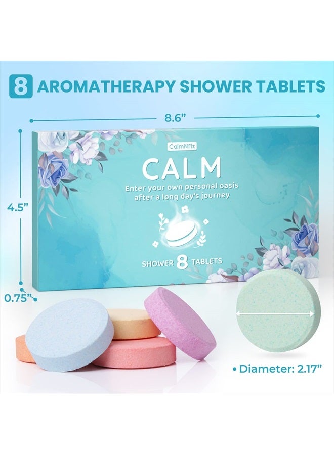 CalmNFiz مجموعة هدايا بخاخات الاستحمام العطرية - 8 عبوات قنابل استحمام هدية للأم والحبيب مع زيت أساسي لسبا المنزل والعناية الذاتية - هدايا عيد الأم، هدايا عيد الميلاد، هدايا سلة عيد الفصح للنساء والرجال - Image 2