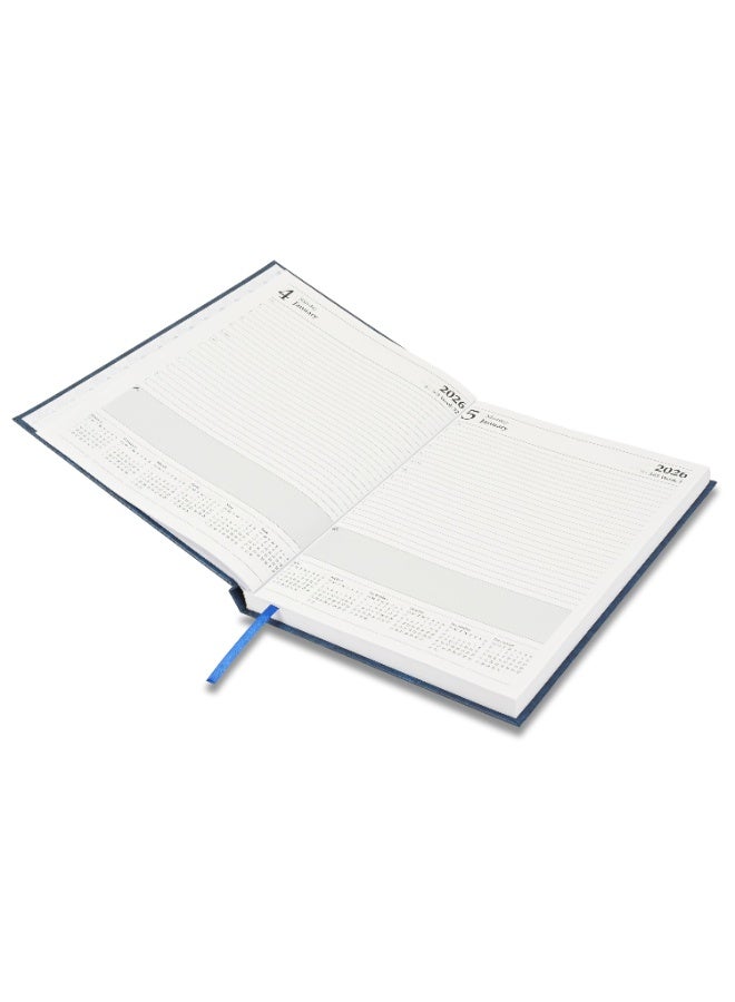 FIS مفكرة 2026، حجم A4 (210x297 مم)، غلاف صلب من مواد الفينيل، يوم واحد في الصفحة، إنجليزي، ورق أبيض 60 جرام، لون أزرق - FSDI41E26BL - Image 3