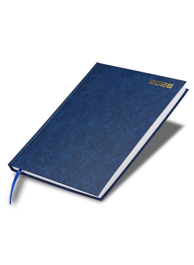 FIS مفكرة 2026، حجم A4 (210x297 مم)، غلاف صلب من مواد الفينيل، يوم واحد في الصفحة، إنجليزي، ورق أبيض 60 جرام، لون أزرق - FSDI41E26BL - Image 1