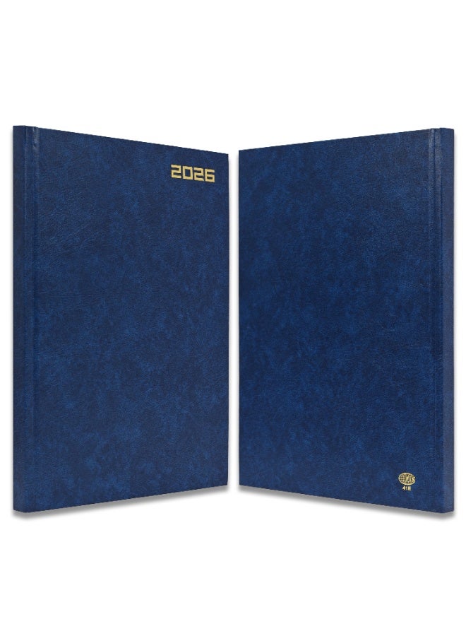FIS مفكرة 2026، حجم A4 (210x297 مم)، غلاف صلب من مواد الفينيل، يوم واحد في الصفحة، إنجليزي، ورق أبيض 60 جرام، لون أزرق - FSDI41E26BL - Image 2