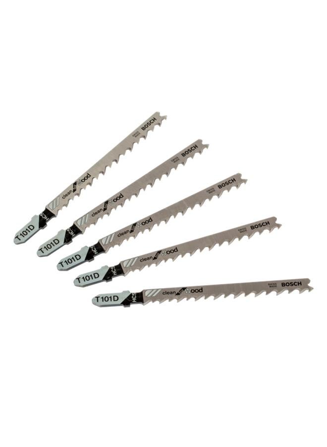 BOSCH 5-Piece HCS T101D Fine Wood Jigsaw Blades Silver 75mm JE2 608 630 032 - Image 1