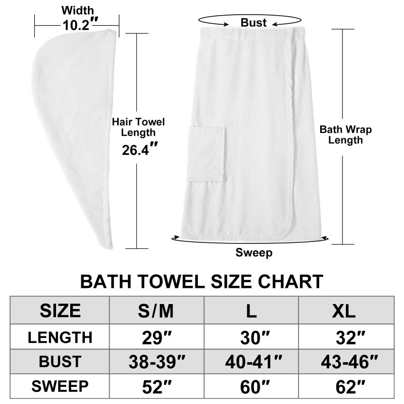 Orrpally Women Shower Wrap Robe Bath Wrap Towel Spa Body Wrap Adjustable Closure Bathrobe White S/M - Image 5