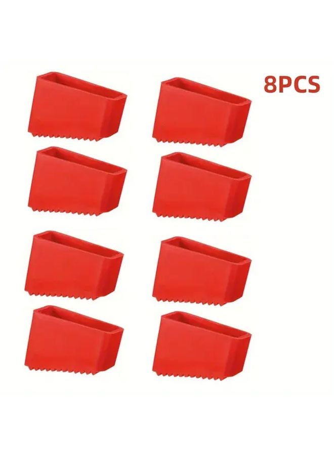 8 Piece Red Rubber Ladder Anti Slip Foot Pads Cover Safety Replacement Kit - Image 1