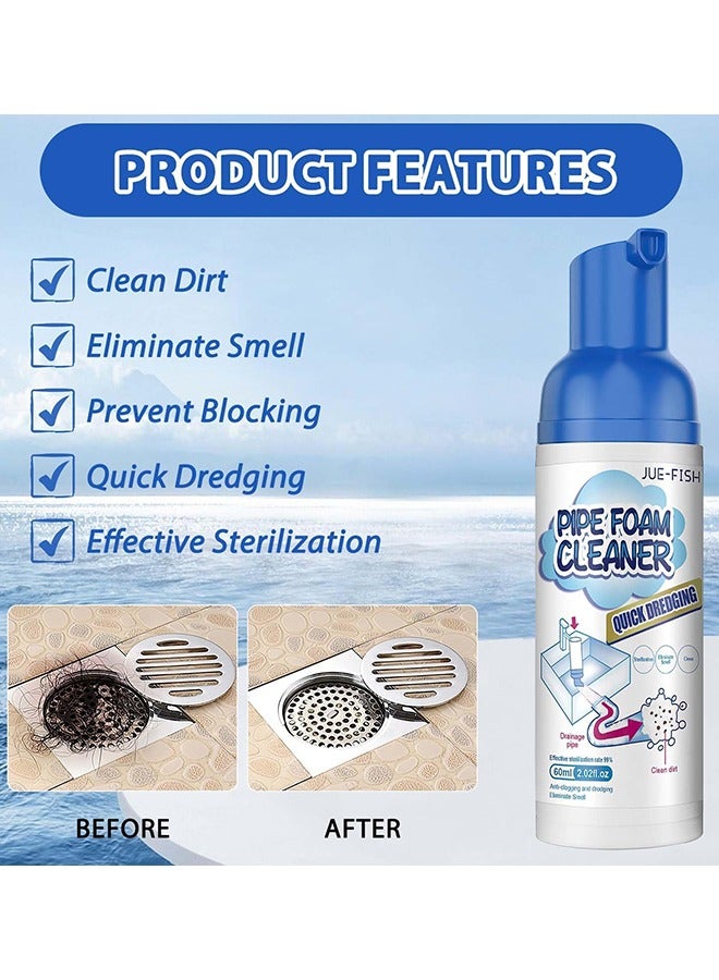 JUE-FISH 2 Packs Pipe Foam Cleaner, Drain Cleaner Foam Powerful Sink Quickly Clean Fragrance Bathroom Deodorizer Bowl For Toilet Tubs Clog Remover, Effective Sterilization Rate 99% - Image 2