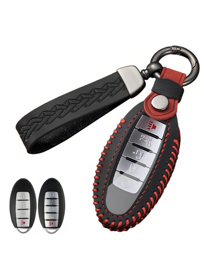 فيتوسي متوافق مع غطاء مفتاح نيسان – غلاف مفتاح ريموت ذكي من الجلد و TPU مع سلاسل المفاتيح، متوافق مع أنماط ألتيما  ماكسيما  روج  أرامادا  باثفايندر  سينترا  مورانو  فيرسا  تايتان - Image 1