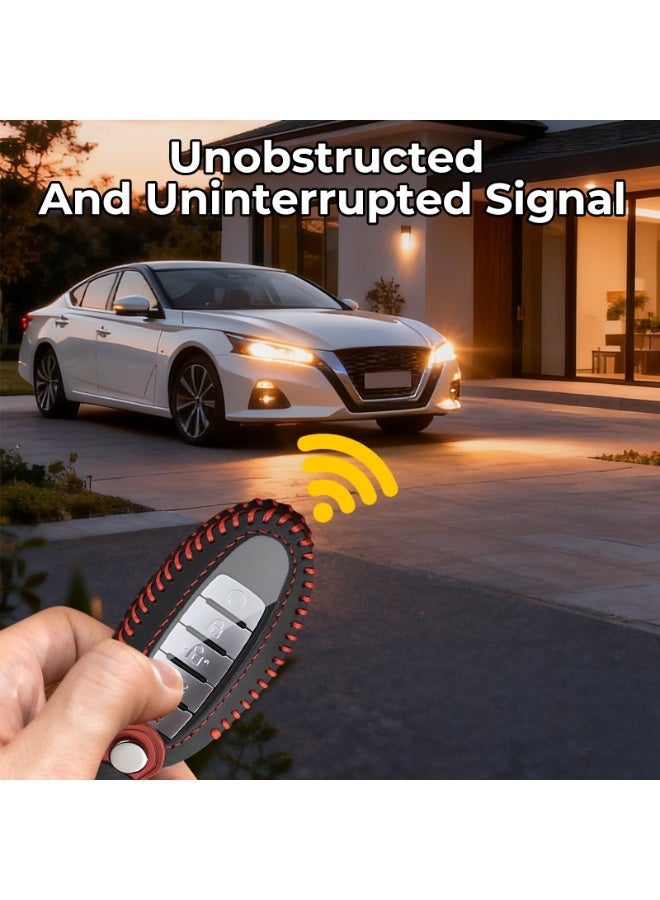 فيتوسي متوافق مع غطاء مفتاح نيسان – غلاف مفتاح ريموت ذكي من الجلد و TPU مع سلاسل المفاتيح، متوافق مع أنماط ألتيما  ماكسيما  روج  أرامادا  باثفايندر  سينترا  مورانو  فيرسا  تايتان - Image 2