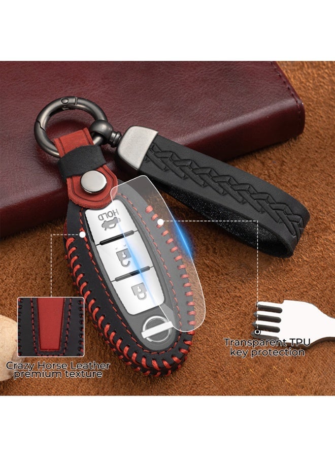 فيتوسي متوافق مع غطاء مفتاح نيسان – غلاف مفتاح ريموت ذكي من الجلد و TPU مع سلاسل المفاتيح، متوافق مع أنماط ألتيما  ماكسيما  روج  أرامادا  باثفايندر  سينترا  مورانو  فيرسا  تايتان - Image 3