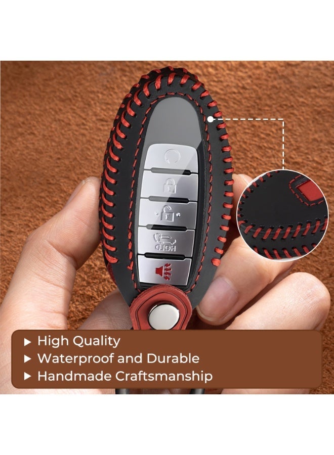 فيتوسي متوافق مع غطاء مفتاح نيسان – غلاف مفتاح ريموت ذكي من الجلد و TPU مع سلاسل المفاتيح، متوافق مع أنماط ألتيما  ماكسيما  روج  أرامادا  باثفايندر  سينترا  مورانو  فيرسا  تايتان - Image 5