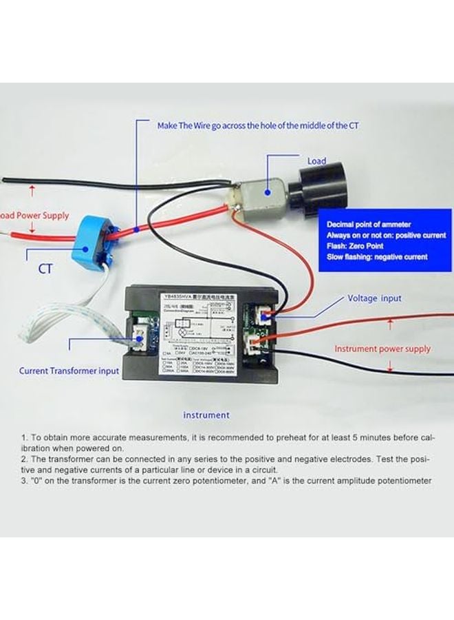 ABS Material Digital Ammeter Voltmeter Hall DC Voltage Current Meter Red Green LED Display - Image 5