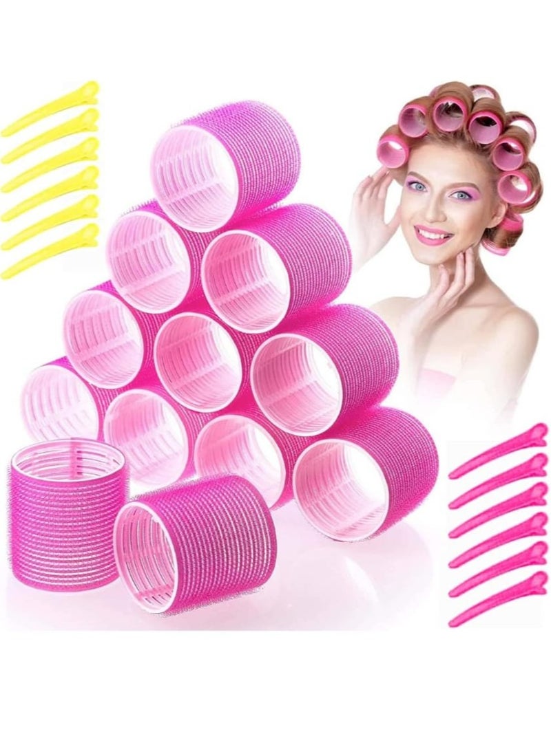 12 Pcs Self Grip Holding Large Hair Rollers Curlers 55 x 63 mm & 12 Pieces Duckbill Sectioning Clips for Salon Barber Hairdressing, Hair Styling Rollers, Hair Accessories - pzsku/ZB97447FA7A9CB5D4264AZ/45/_/1707740693/05dcf490-1f82-4023-958d-0be02583cd8c