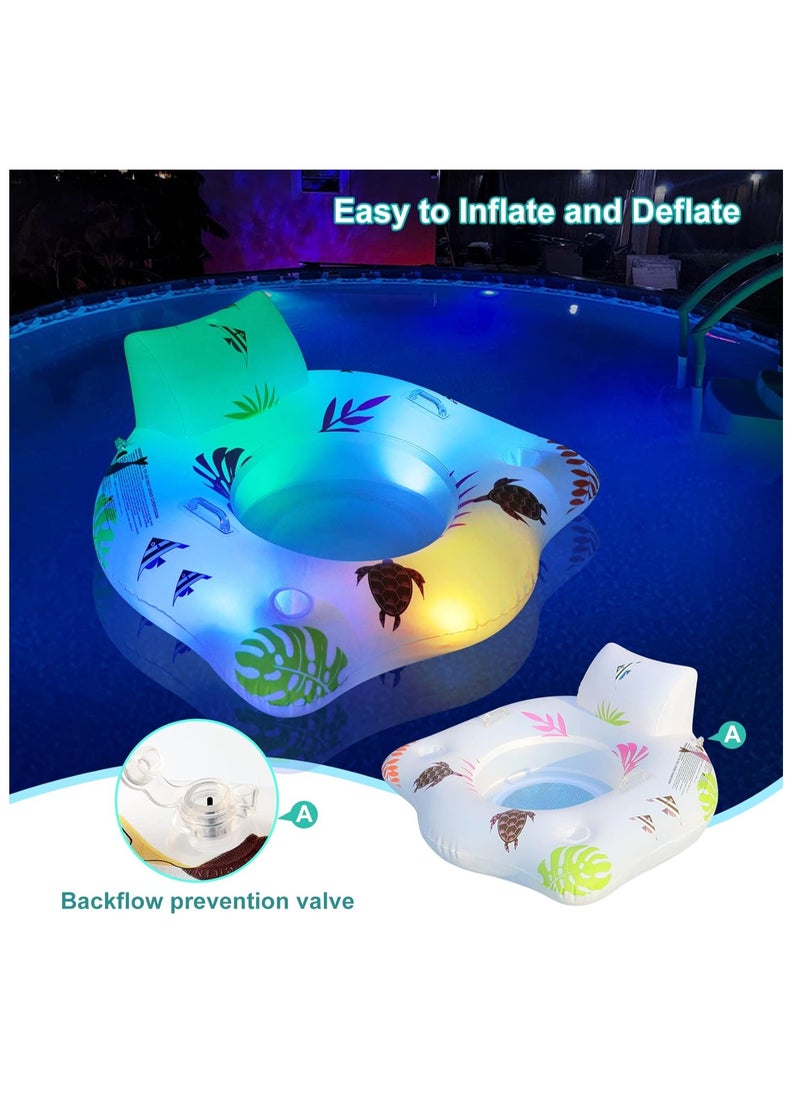 KASTWAVE - Inflatable Pool Floats Chair, Premium Recliner Pool Lounger, Solar Powered Water Floats, with Color Changing Light, 2 Cup Holders & 2 Armrests, Beach Float Pool Sofa, Pool Raft Lounge Pool Floaties - Image 1