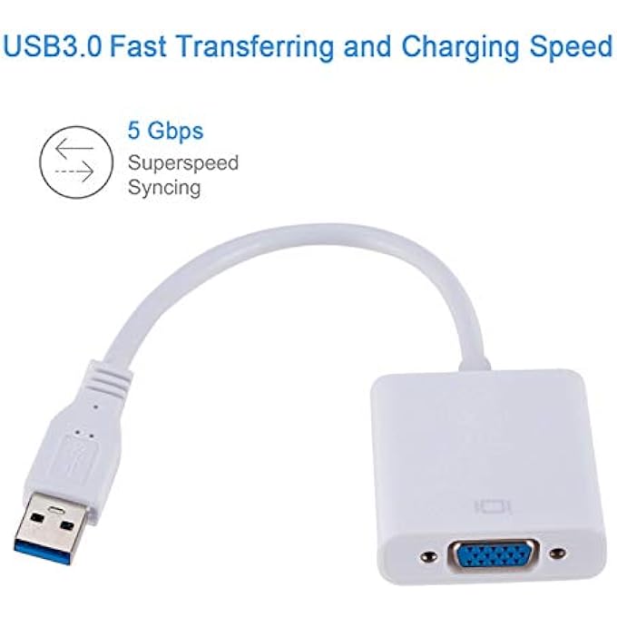 rayihni USB3.0 TO VGA ADAPTER USB TO VGA EXTERNAL VIDEO CARD VGA CONVERTER FOR DESKTOP LAPTOP PC TO PROJECTOR - Image 2