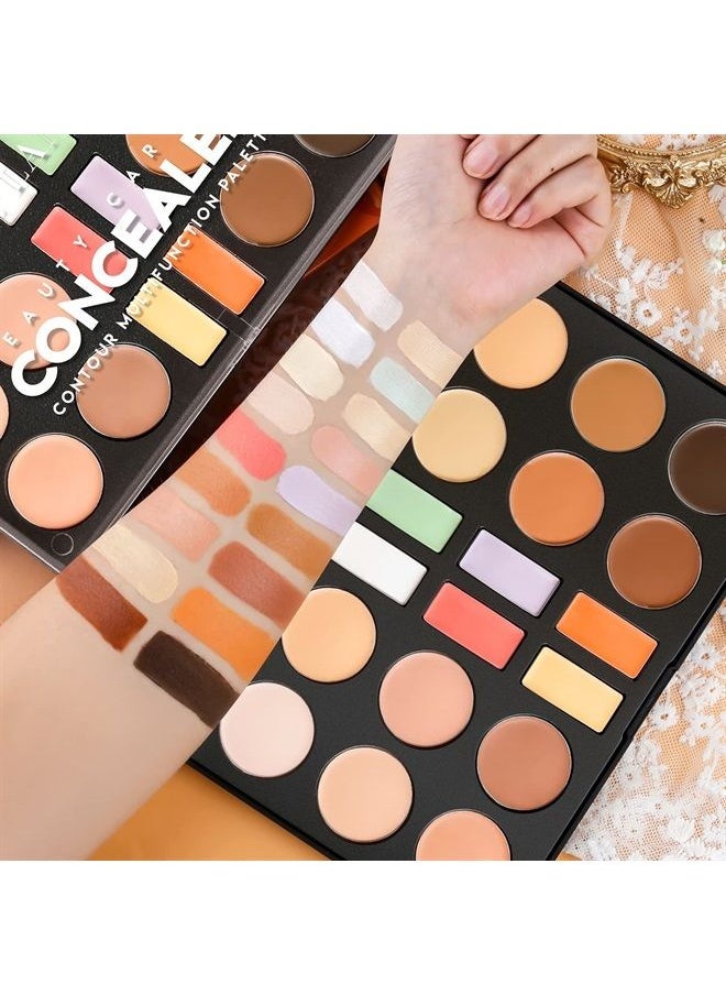 DE'LANCI - Cream Contour Concealer Palette,DE'LANCI 18 Color Contour Highlighting Makeup Palettes Kit,Contouring Pallet for Dark Circles,Redness,Natural Concealing Foundation Full Coverage,Cruelty Free - Image 1